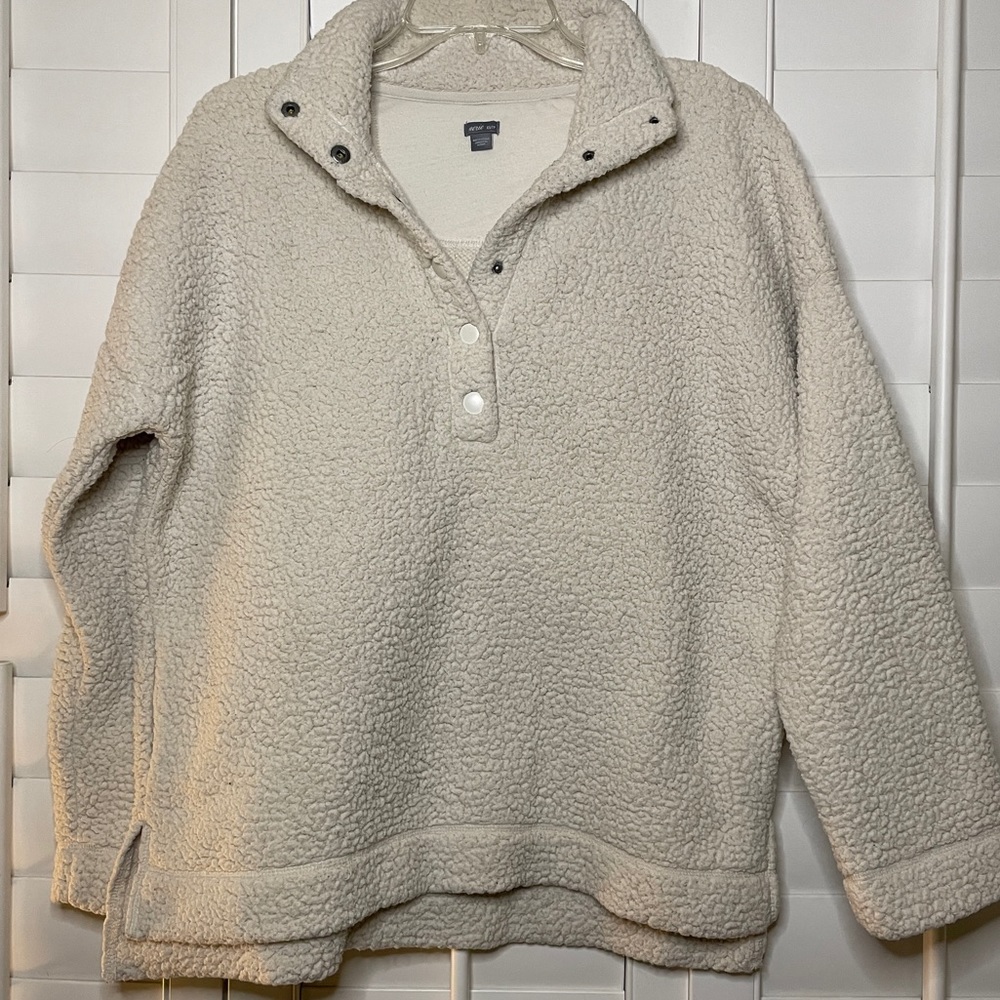 Aerie Oversized Sherpa 1/4 Button Up Sweater, Size XS, Cream Color, Used